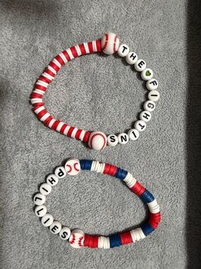 Phillies Baseball Bead Bracelets